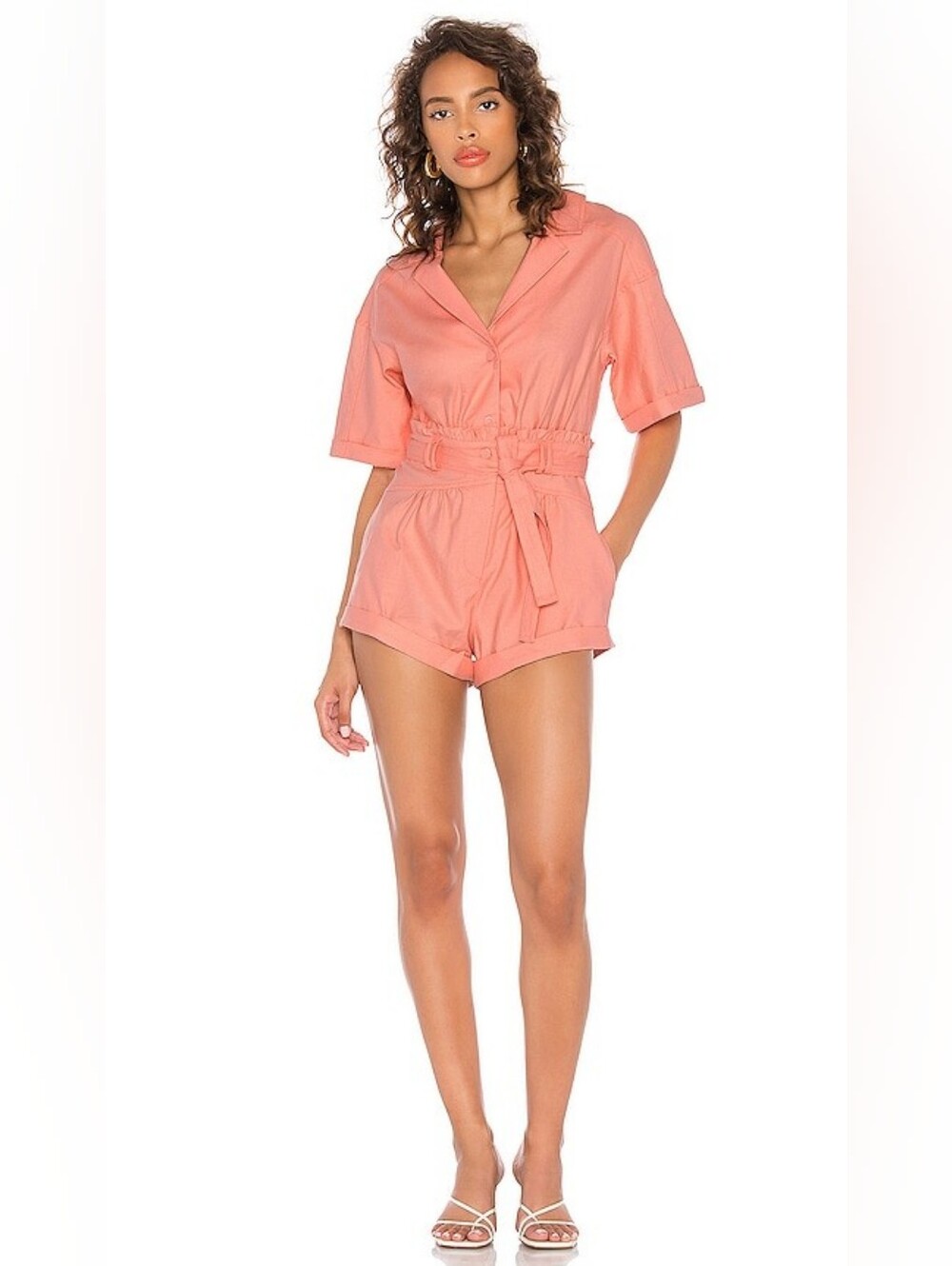 For Love and Lemons Millie Linen Blend Romper Size S